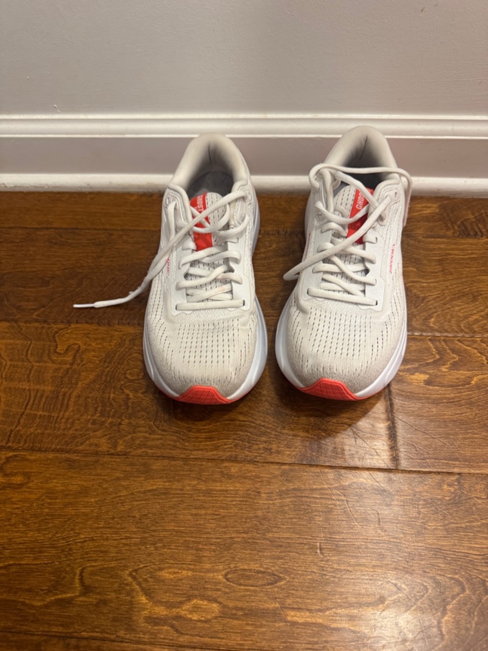 Brooks Women's White and Coral Athletic Running Shoes Ghost Max  2
